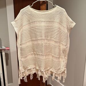 Lucky Brand Cream Knit Fringe Poncho Women’s XS/S